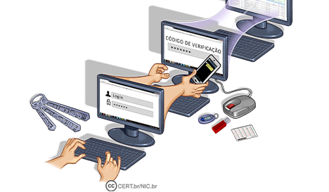 Ilustração Dicas sobre dupla autenticação para proteção de contas de acesso