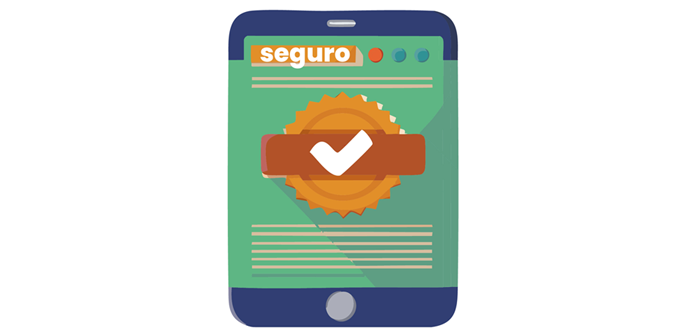 Celular com selo de site seguro