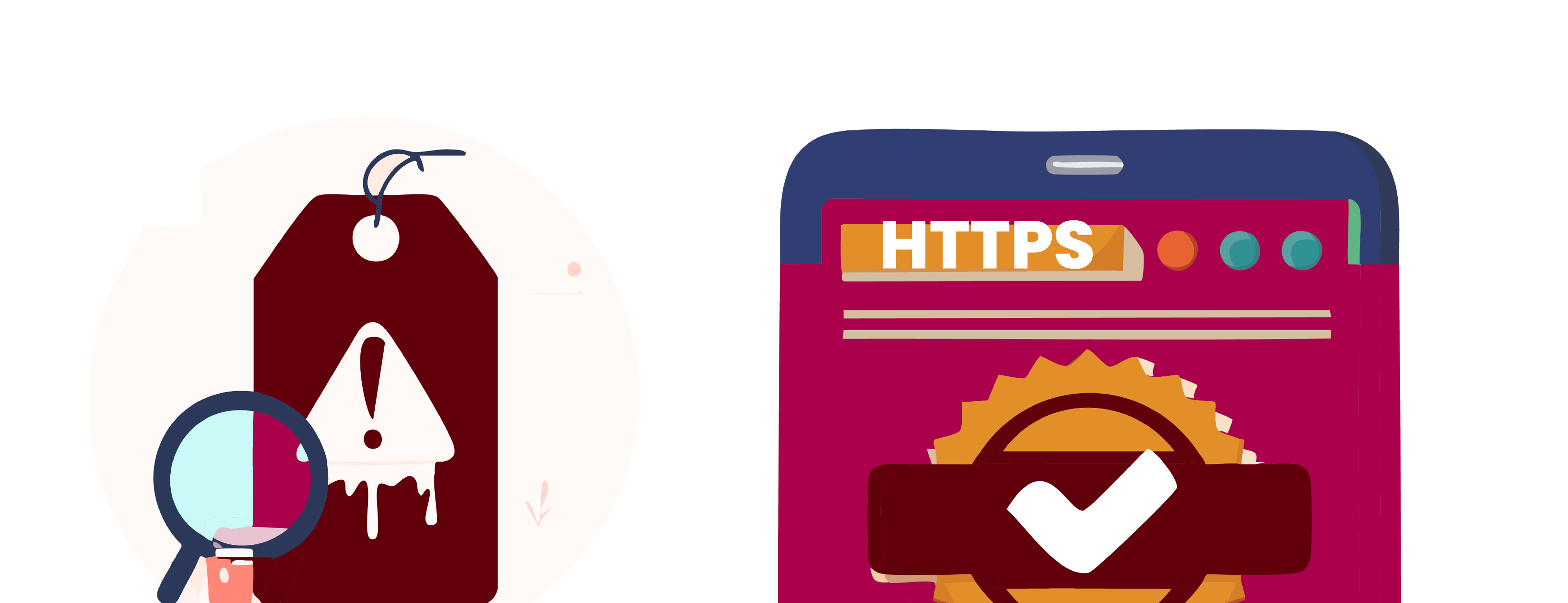 Notebook com cadeado e banner HTTPS