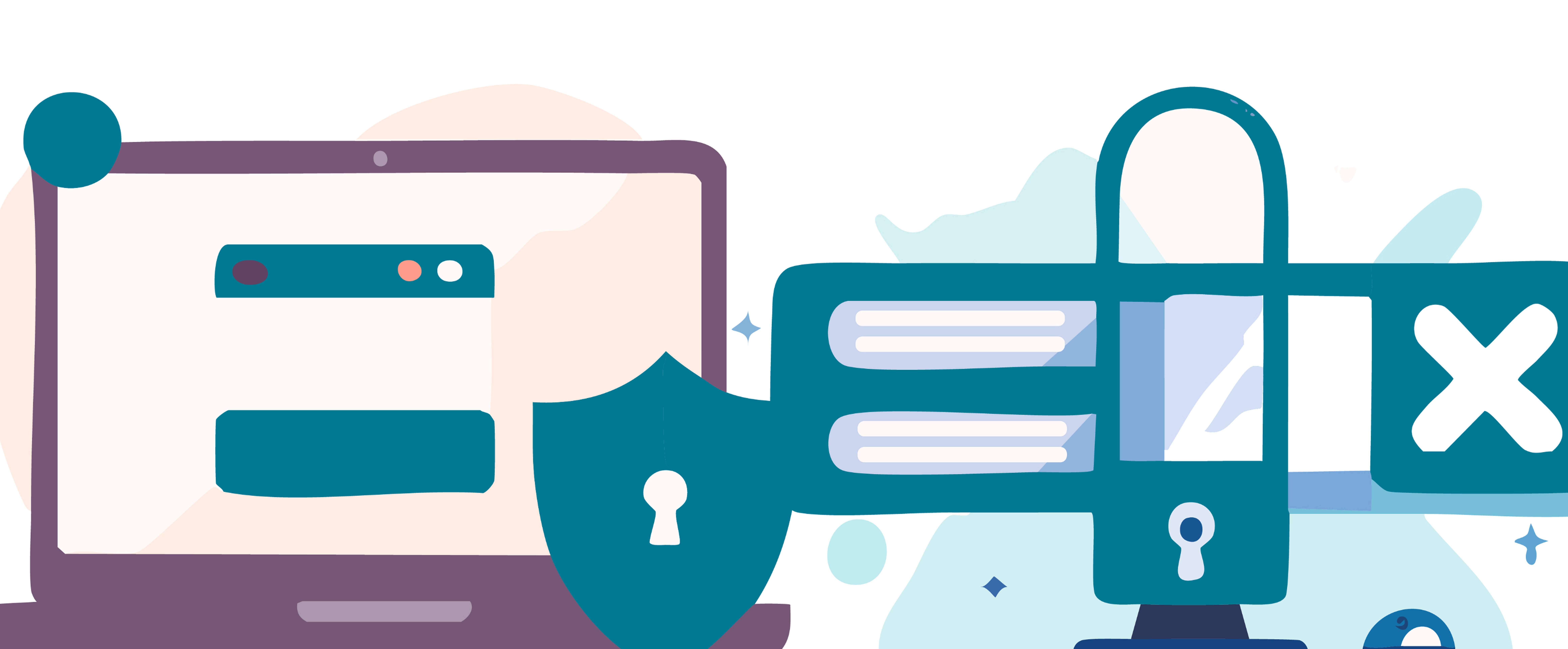 Notebook com cadeado e banner HTTPS